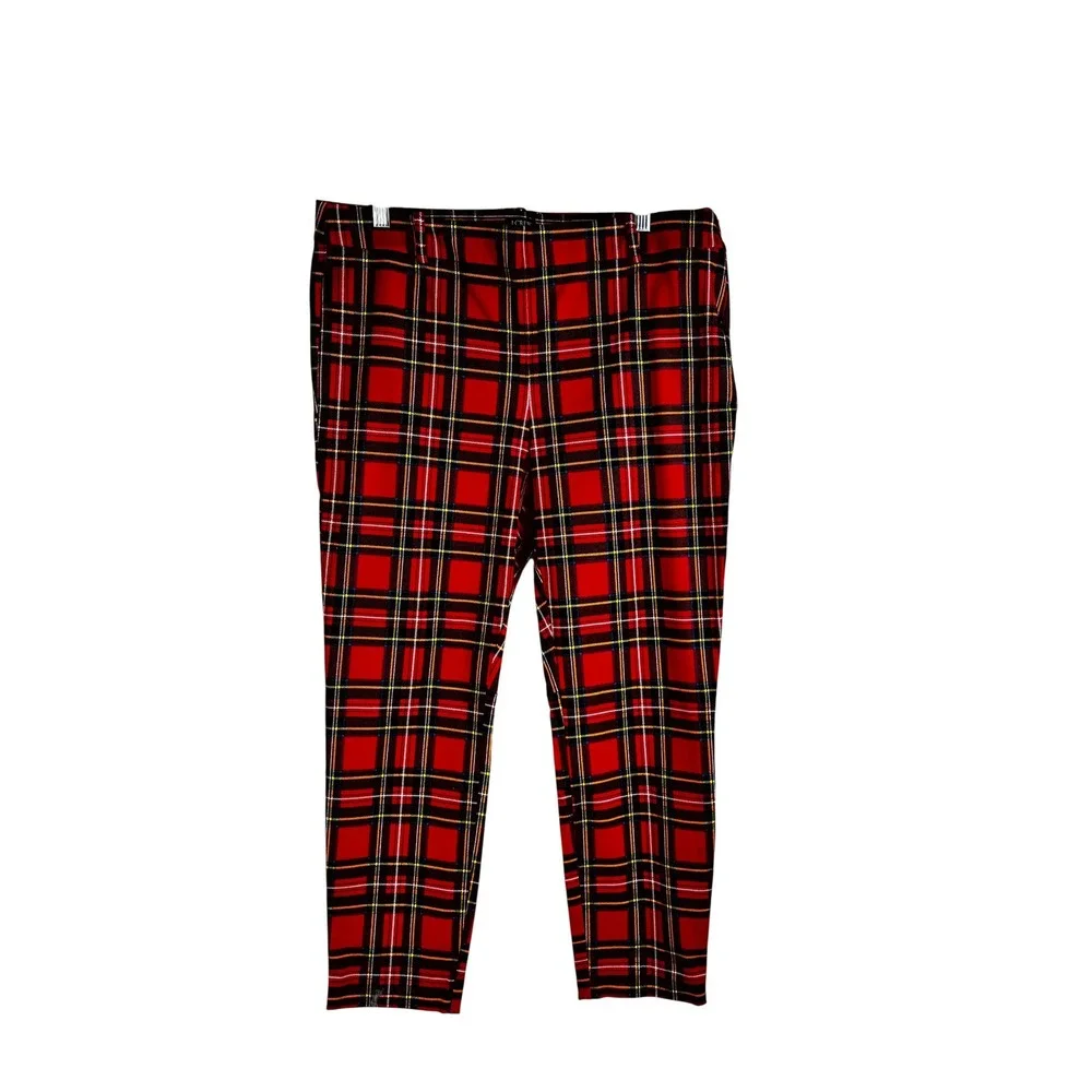 J.Crew Pants 12 Red Winnie Pant Stewart Tartan Plaid Slim Festive Holiday